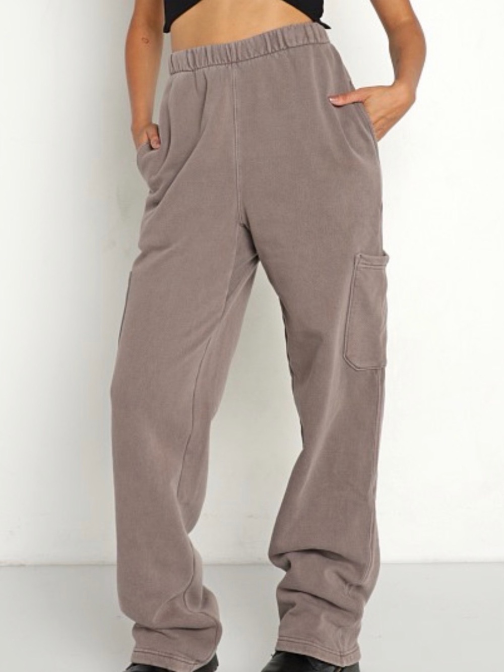 Joah Brown Straight-Leg Cargo Sweatpants - Picture 3 of 6